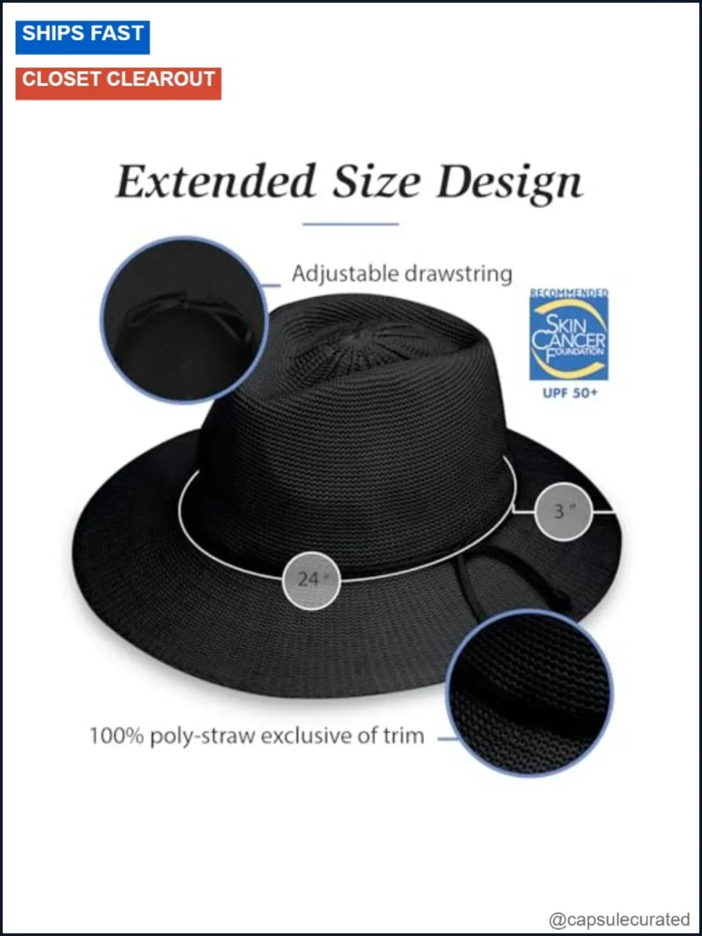 UPF 50+ Women's Fedora Sun Hat – Packable & Adjustable Wide Brim